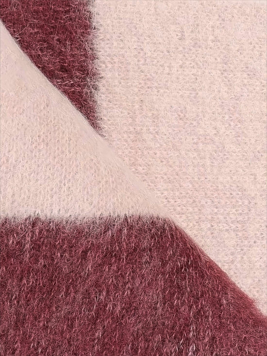 Luxurious Burgundy and Pink Mohair Blend Scarf