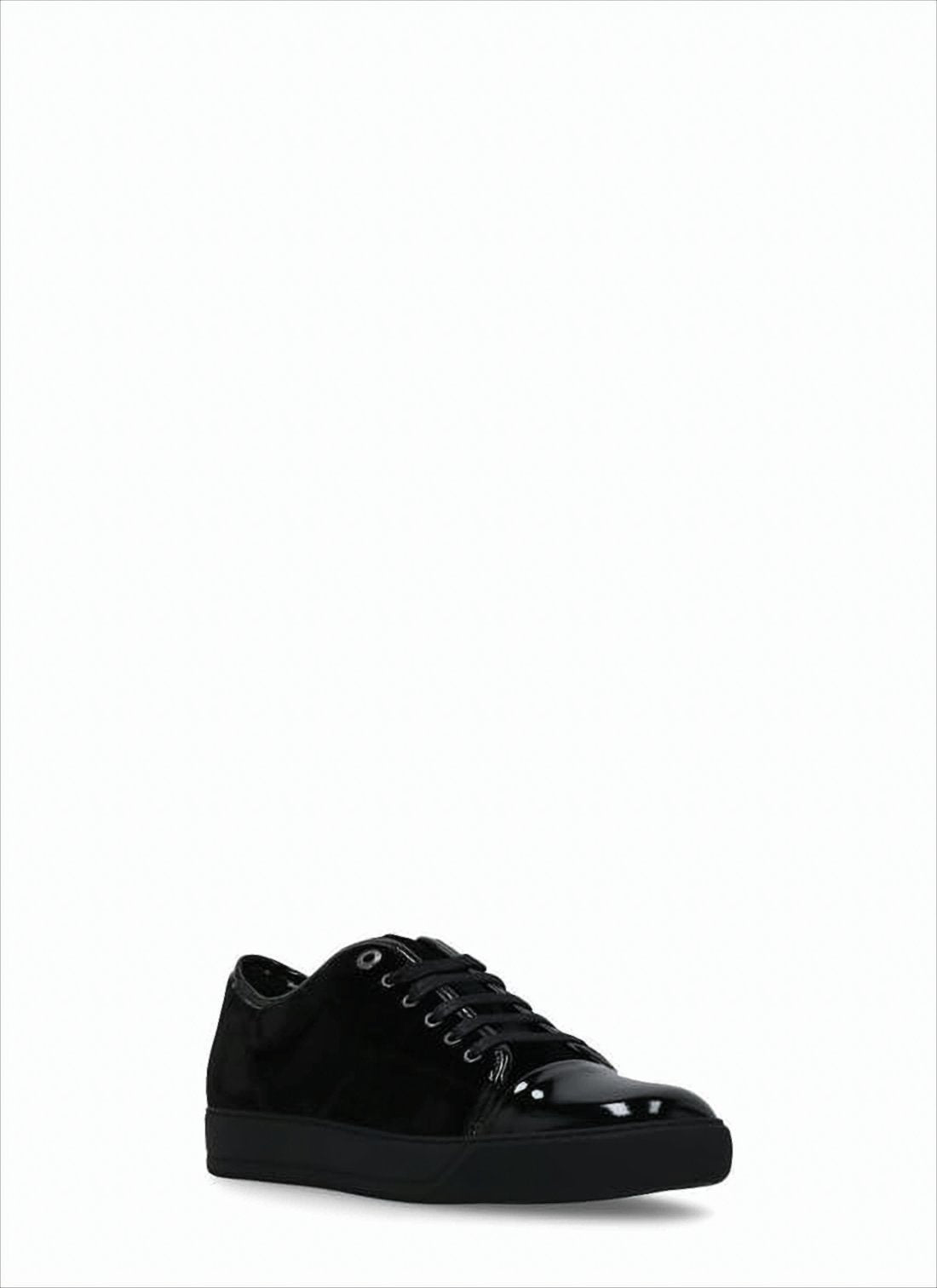 Lace-Up Black Sneakers with Patent Leather Accents