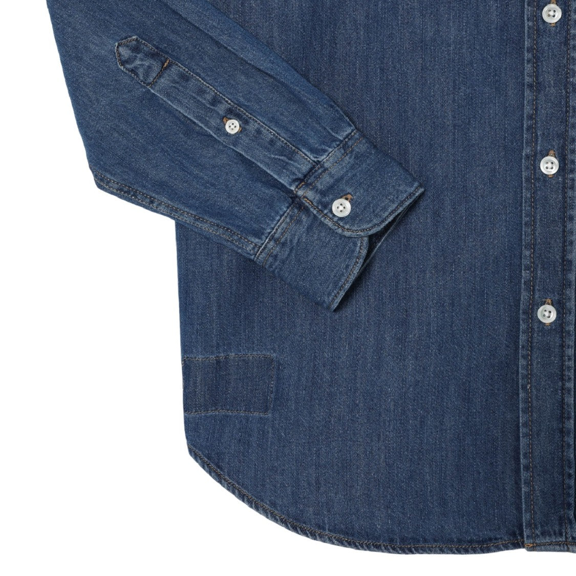 Organic Cotton Denim Shirt with Embroidered Crocodile Logo