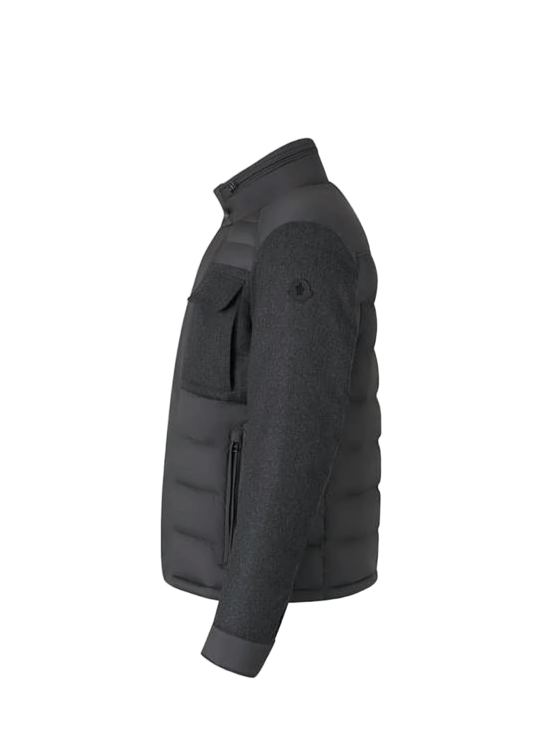 Quilted Down Jacket with Textured Sleeves
