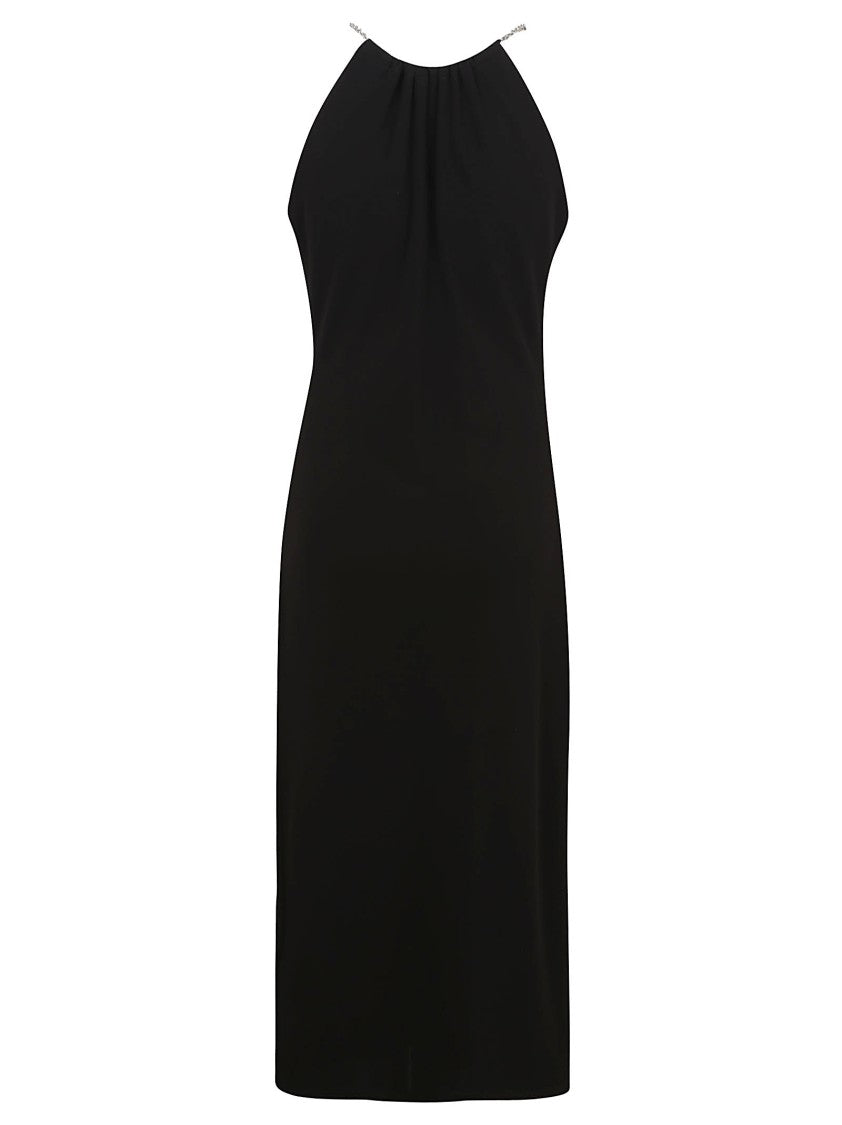 Halter Neck Ruffle-Detail Dress With Fitted Silhouette