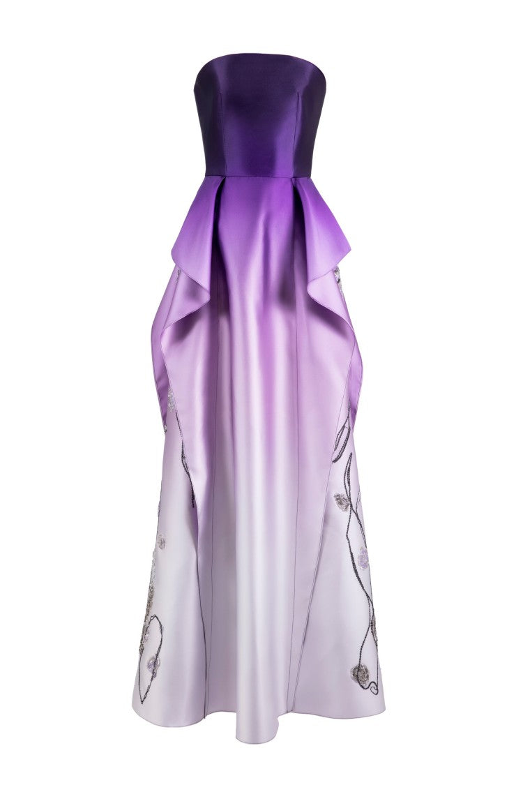 Mikado, Strapless Dress With Beading On The Sides