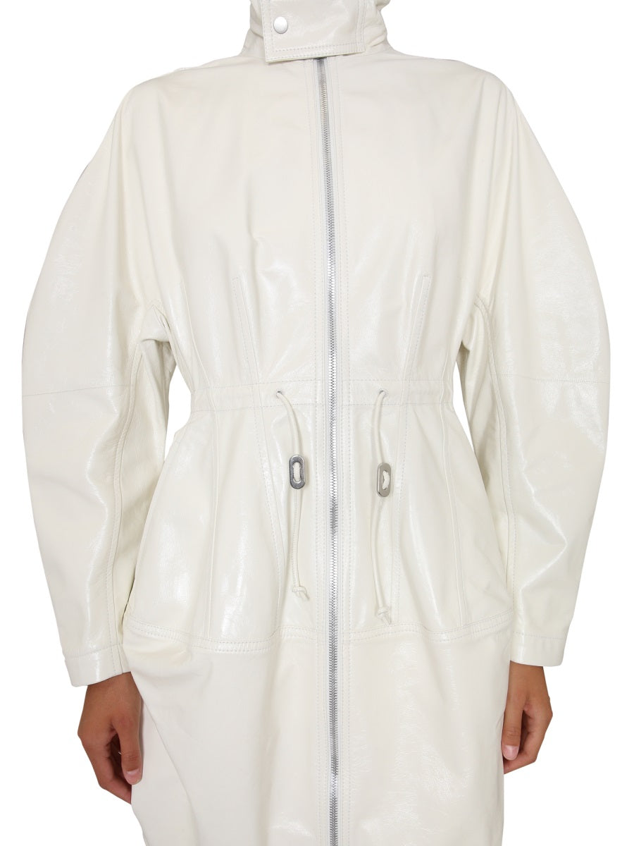 High Neck Hooded Parka with Zipper Closure