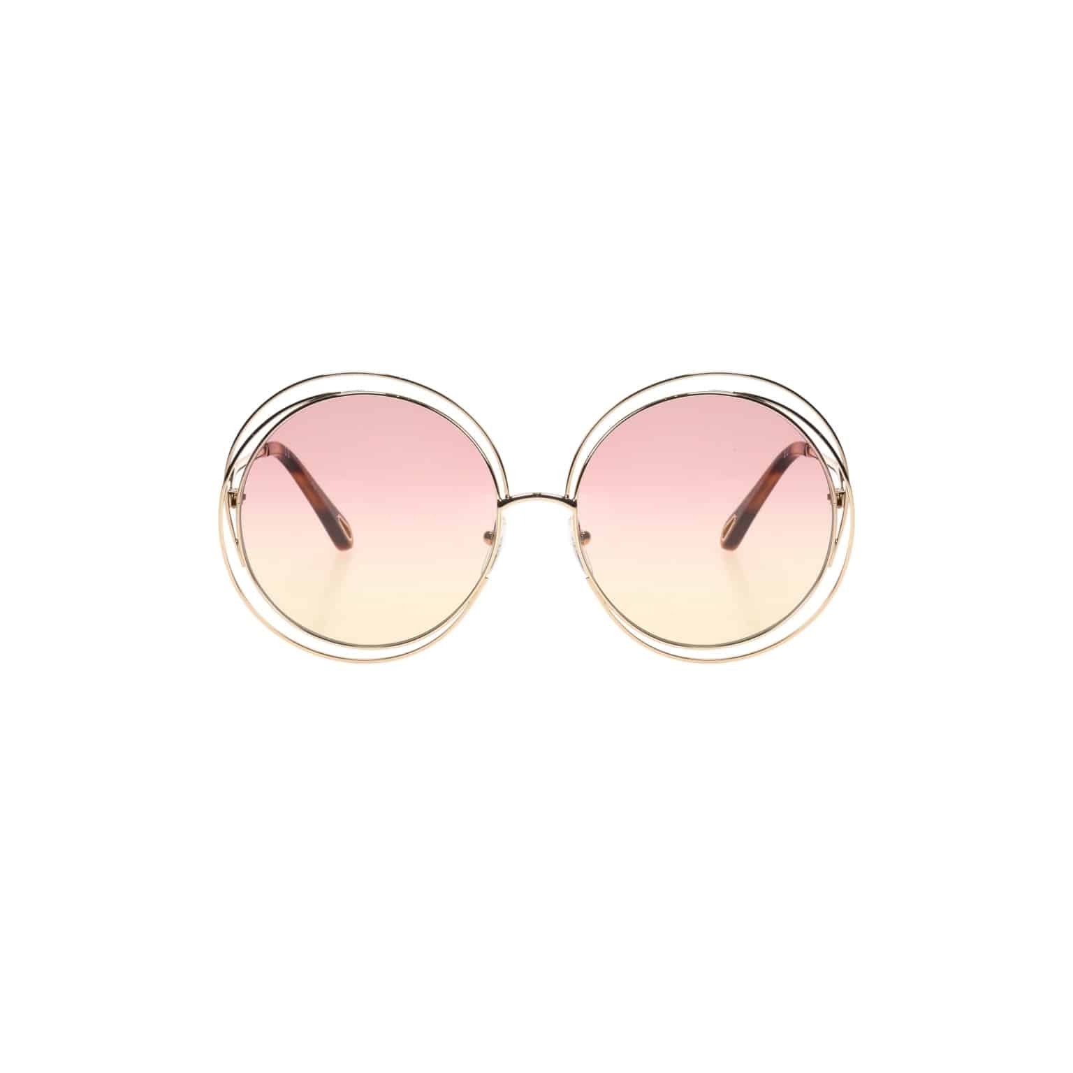 Gradient Tint Round Sunglasses With Tortoiseshell Temple Tips