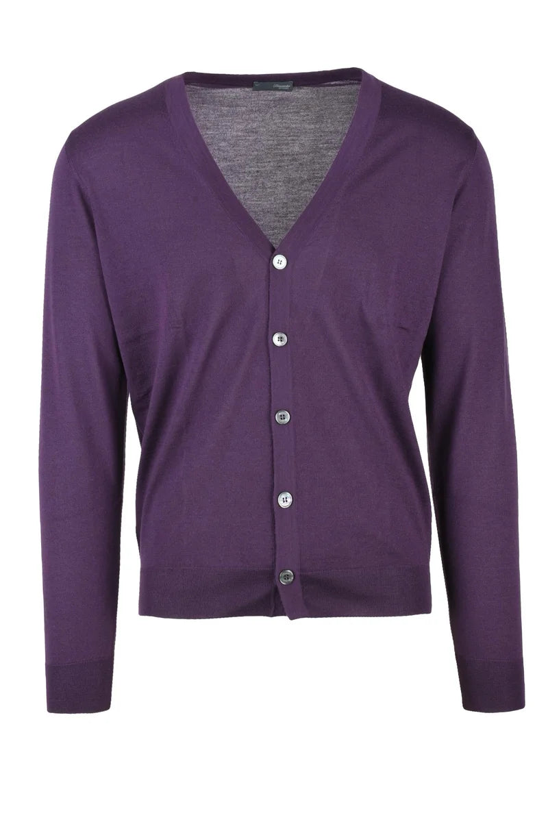 Thin Merino Wool Cardigan - Purple