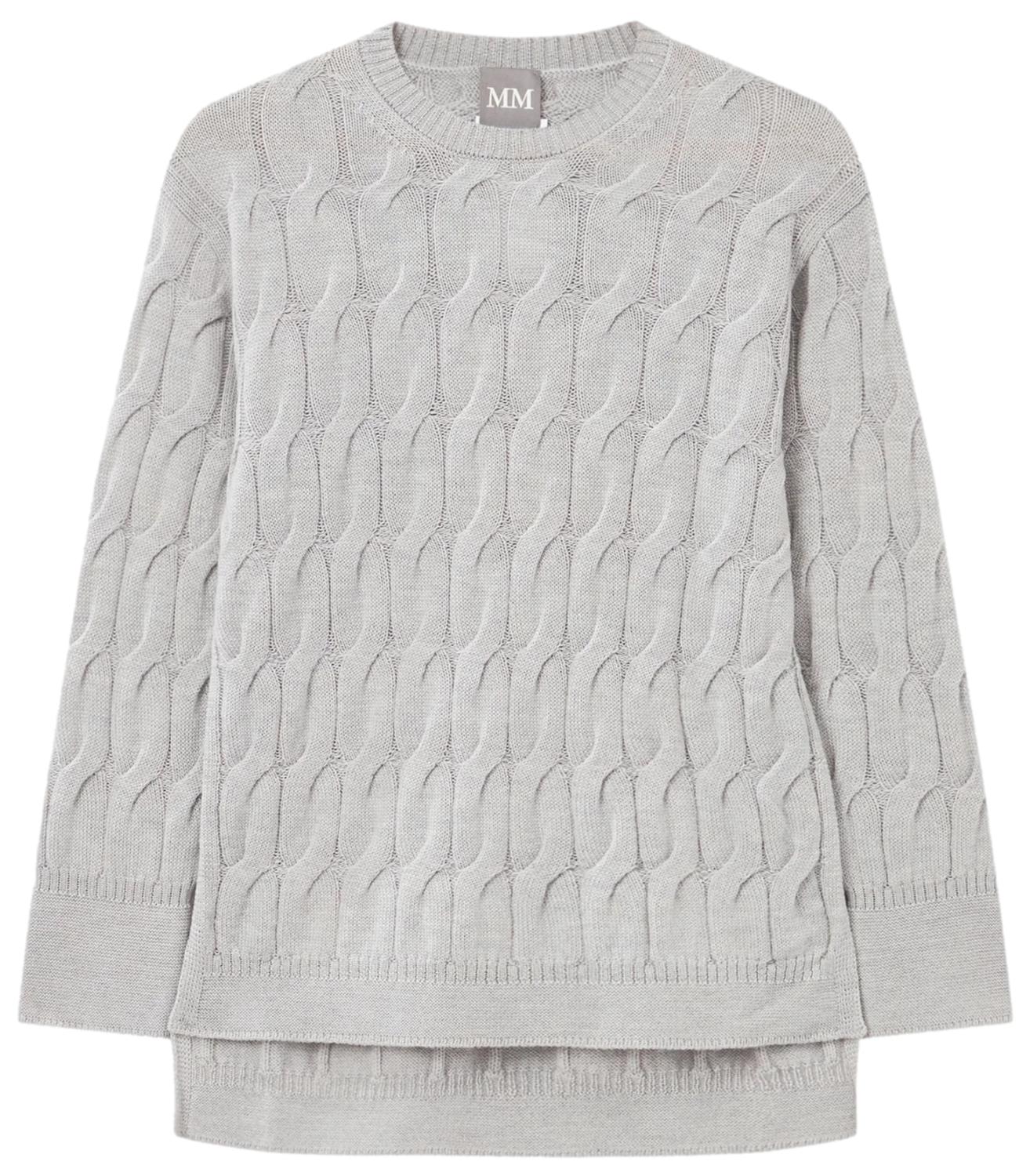 Elegant Grey Cable Knit Sweater