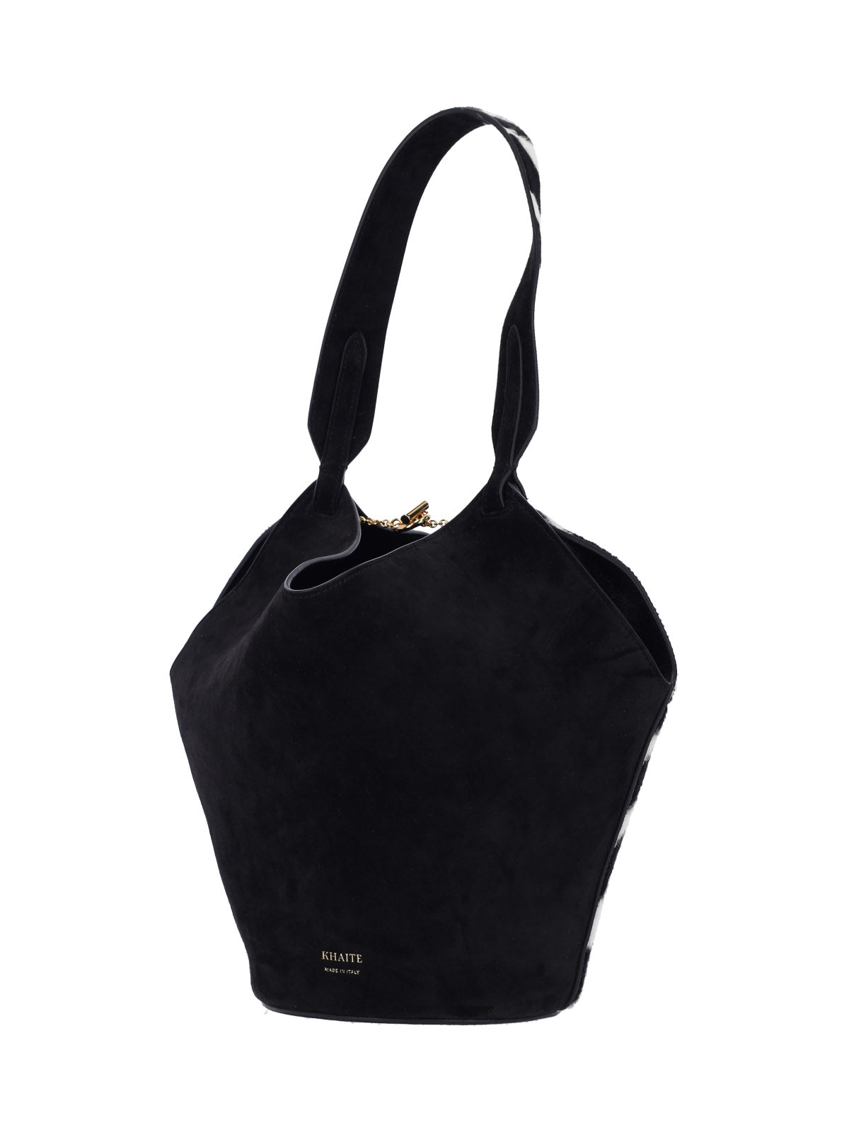 "Lotus" Bag In Black Calfskin Front