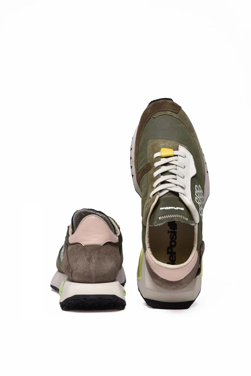 Leather/Polyester Sneakers - Military Green