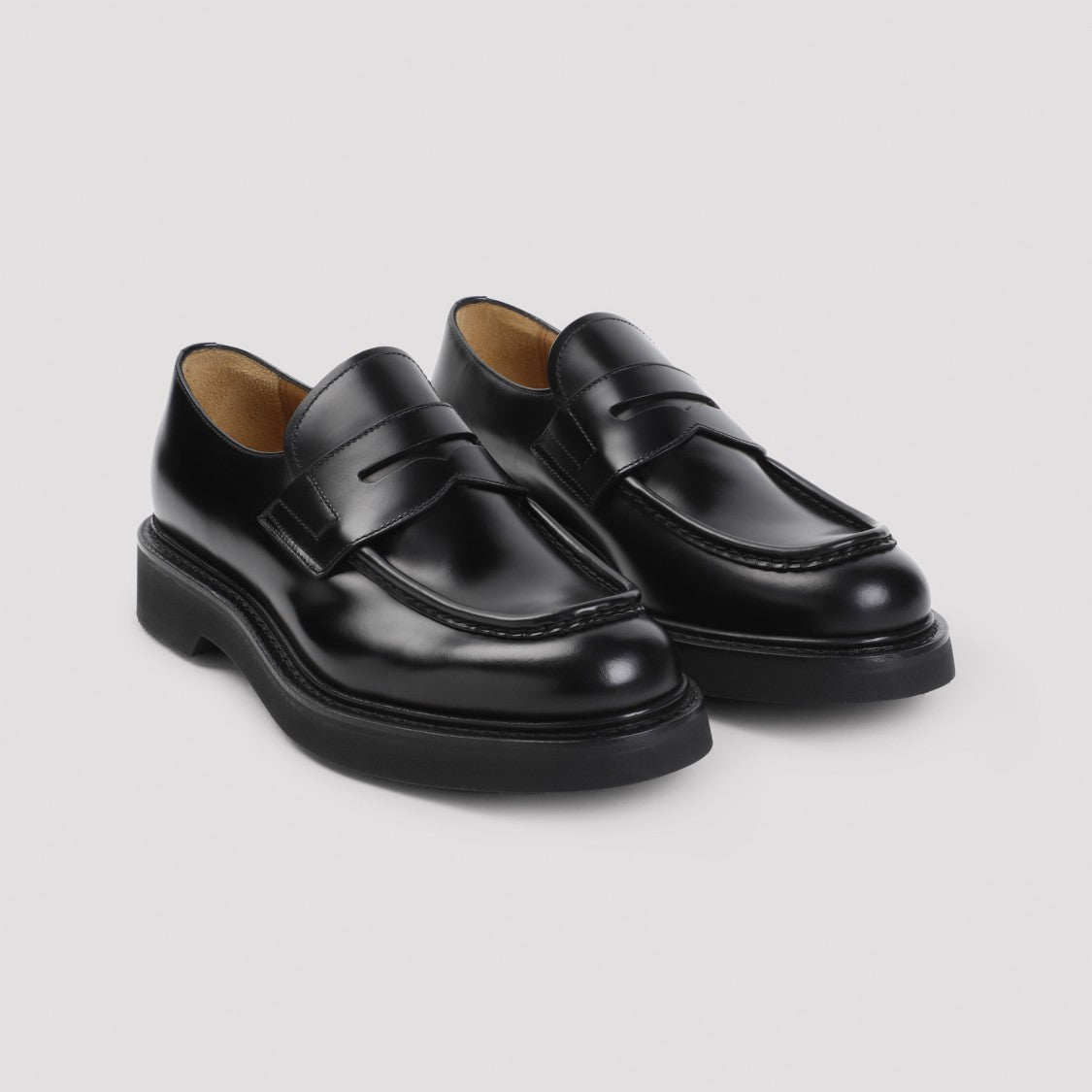 Calf Leather Loafers With Durable Rubber Soles And Design