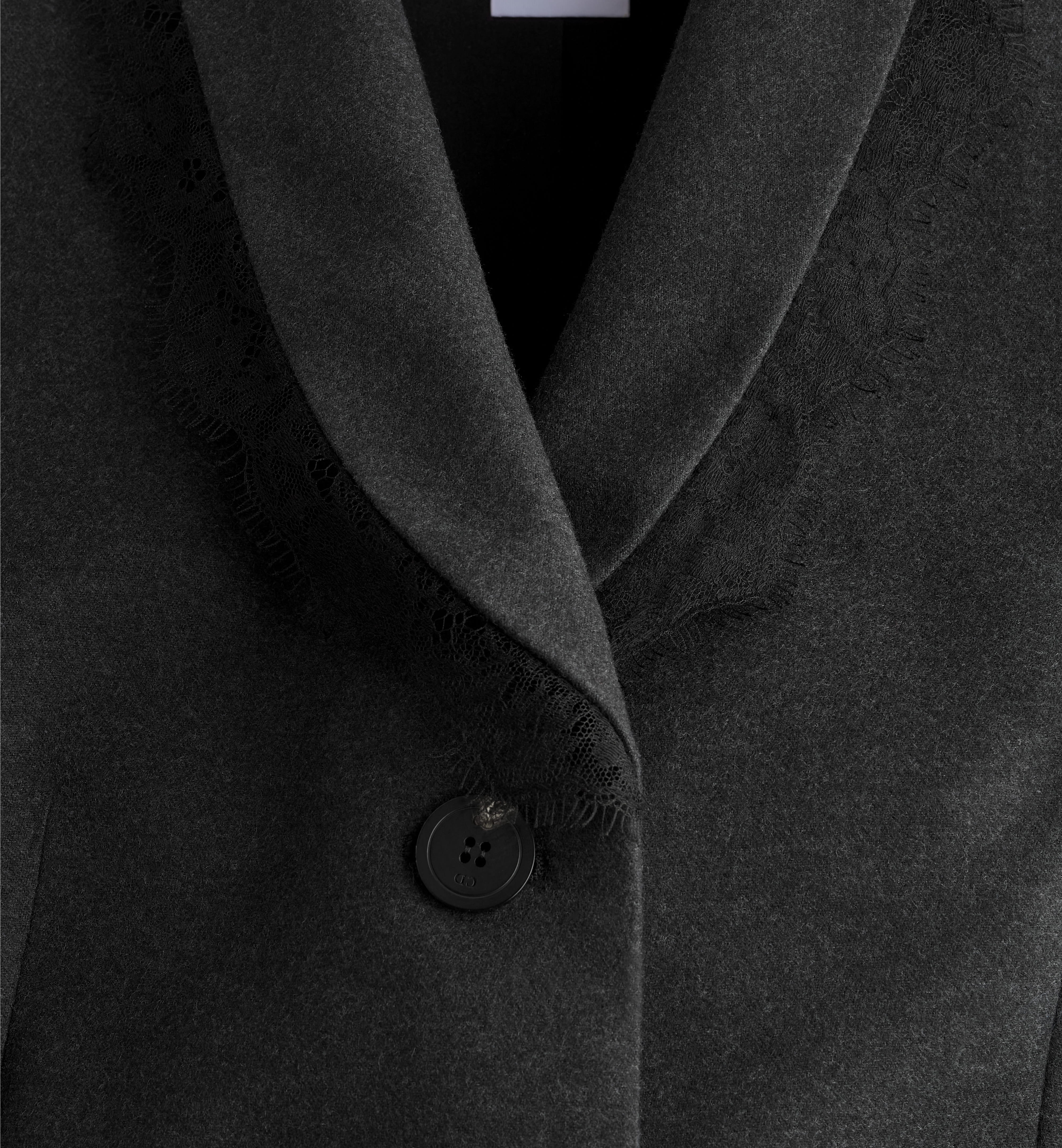 Tailored Fitted Jacket With Lace Trim And Flap Pockets