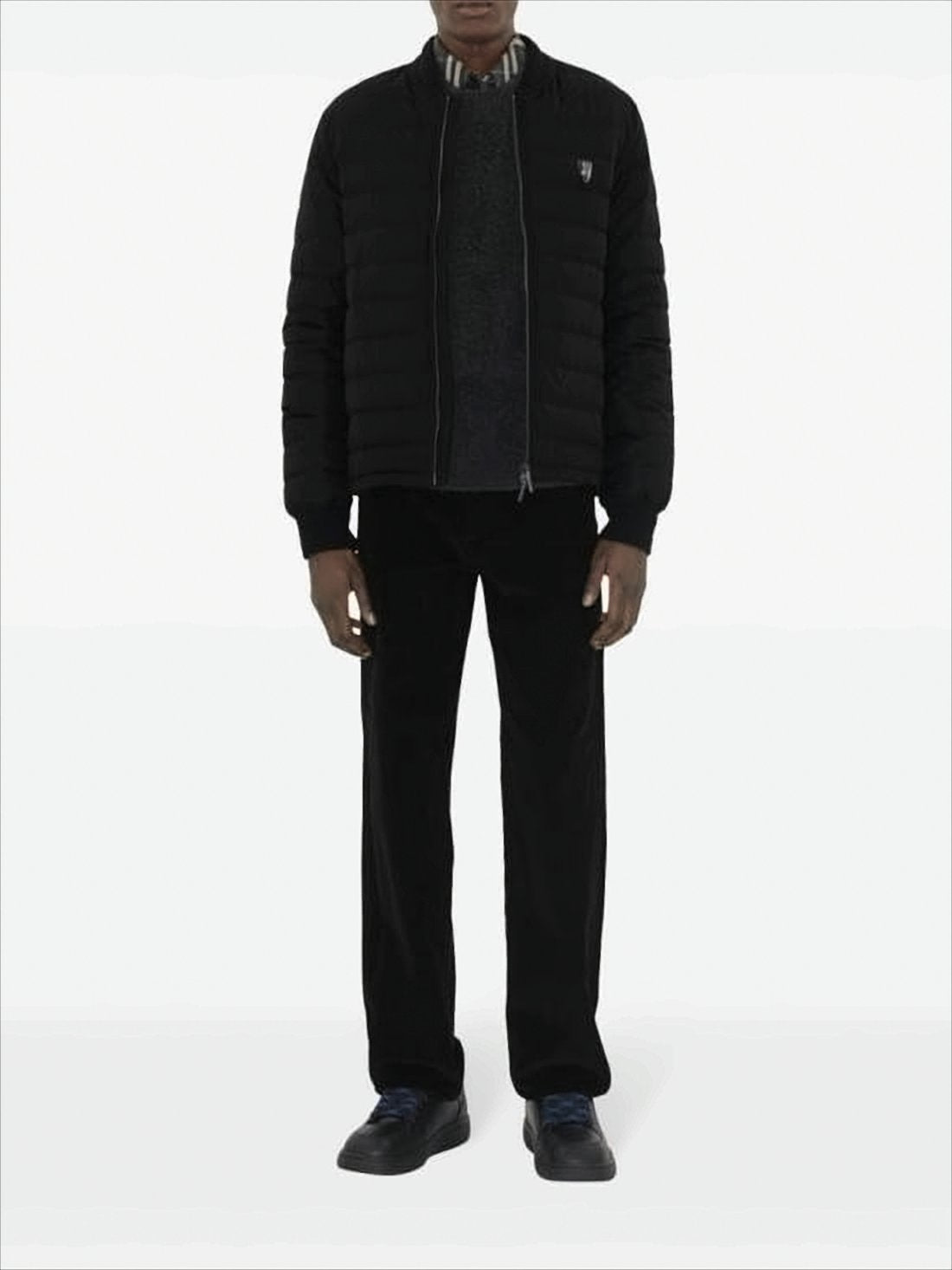 Quilted Bomber Jacket with Ribbed Accents