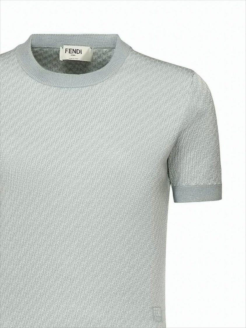 Textured Knit Short-Sleeve Sweater With Classic Crew Neck