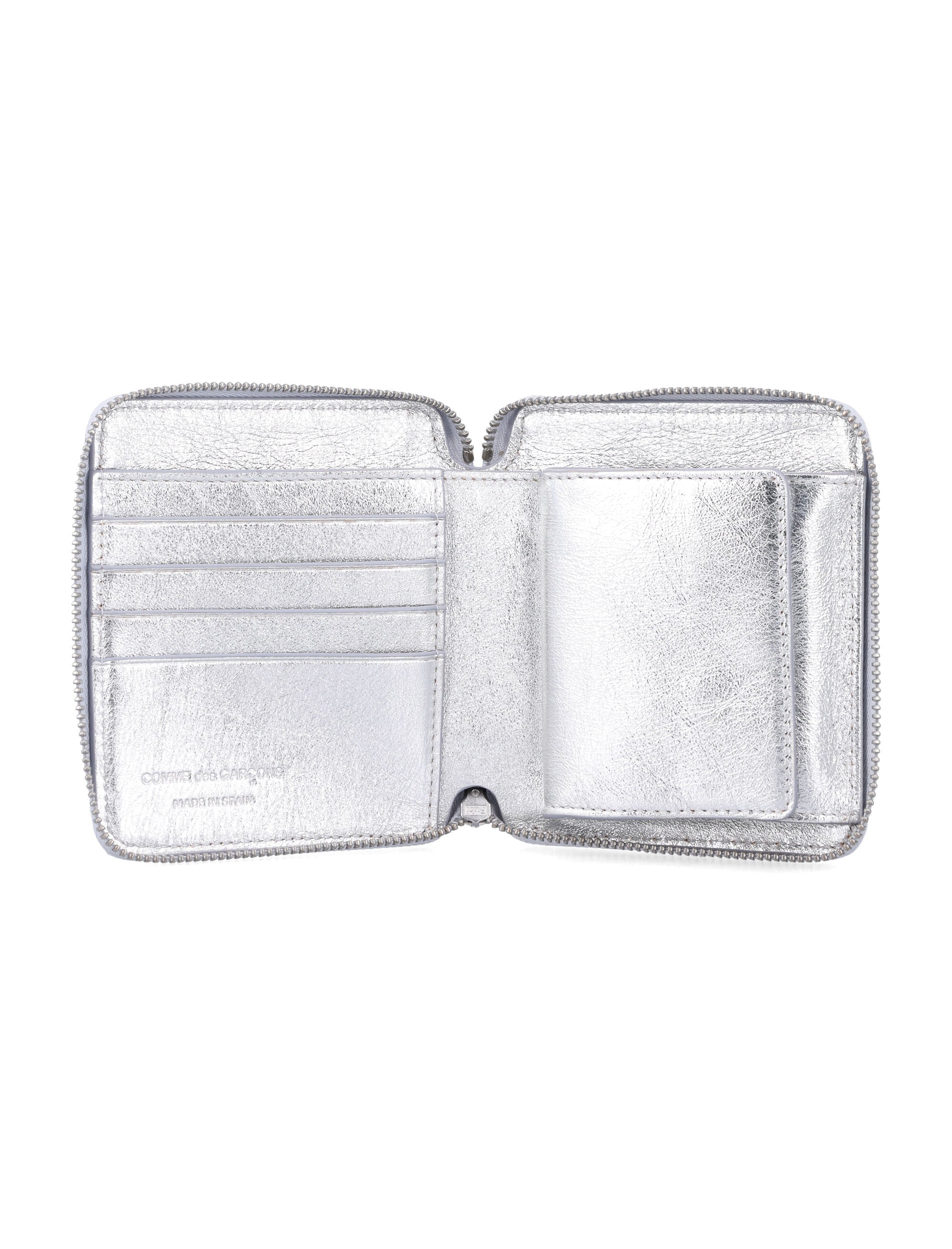 Textured Metallic Leather Zip-Around Wallet