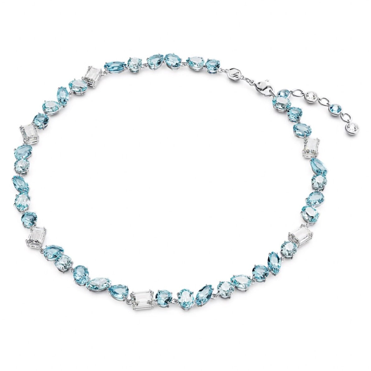 Rhodium-Plated Necklace With Icy Blue
