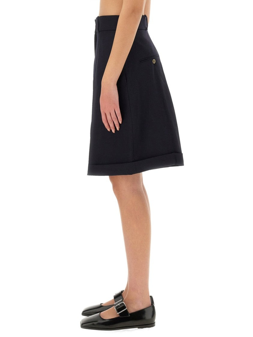 Tailored Black Wool Bermuda Shorts