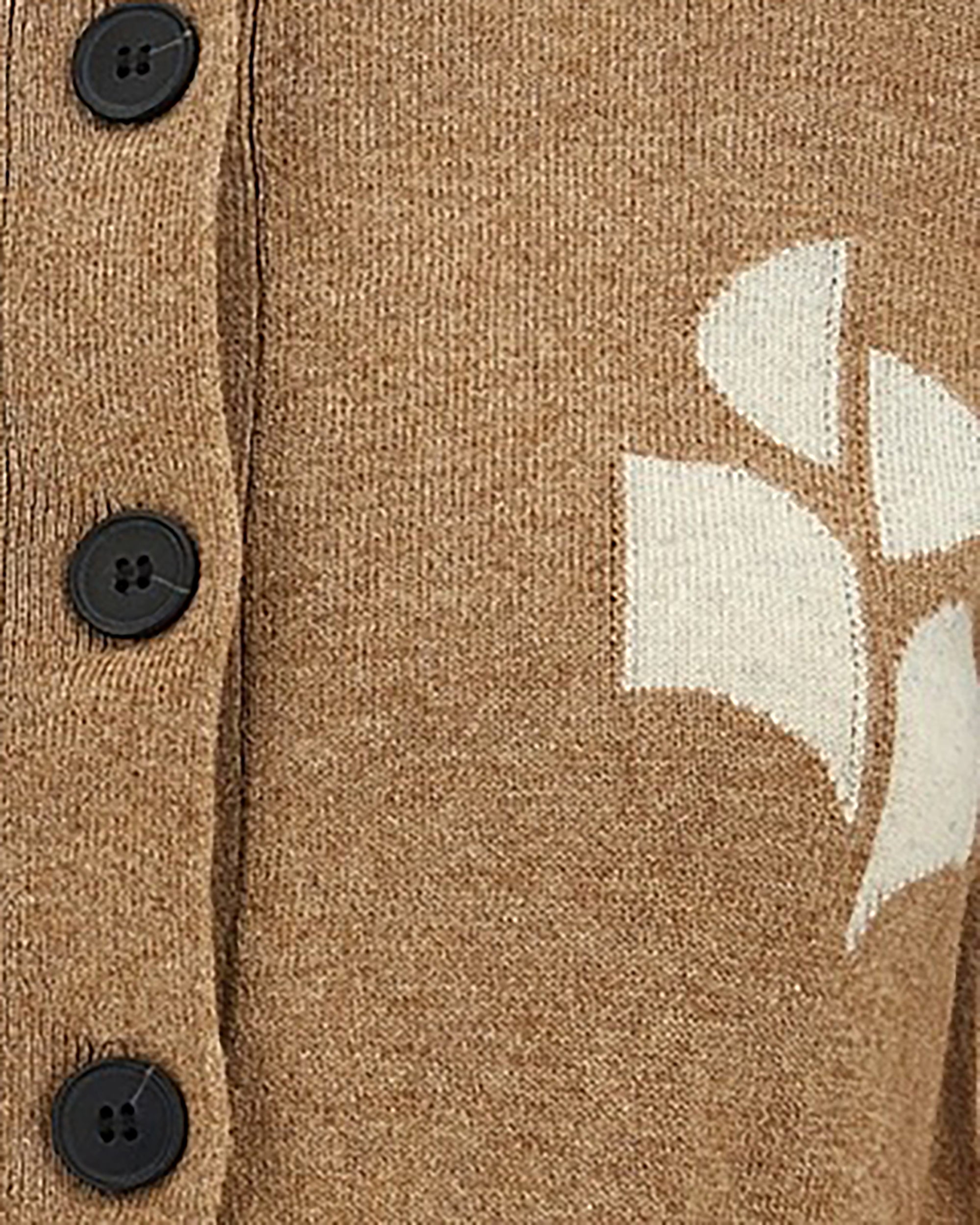 Mélange Knit Cardigan with Intarsia Logo