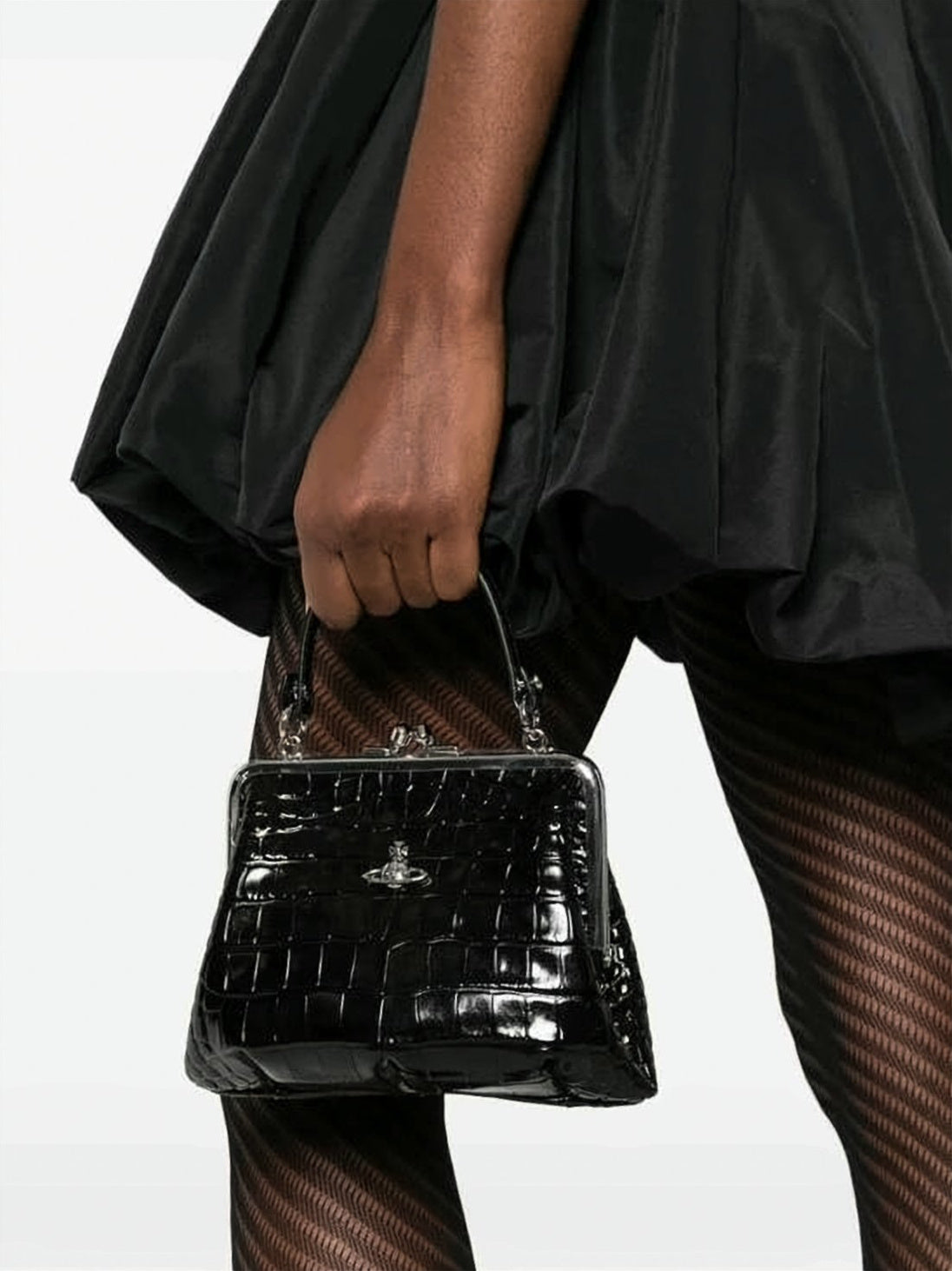 Crocodile-Embossed Calf Leather Crossbody Bag