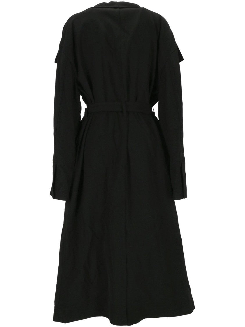 Minimalist Black Coat with Wide Collar