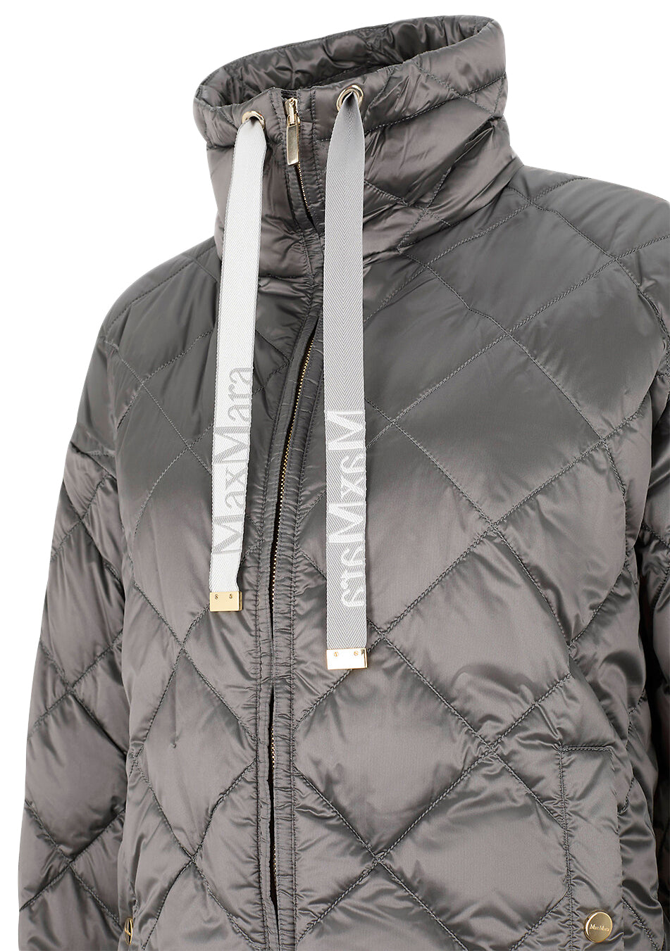 Diamond-Quilted Padded Jacket with High Collar