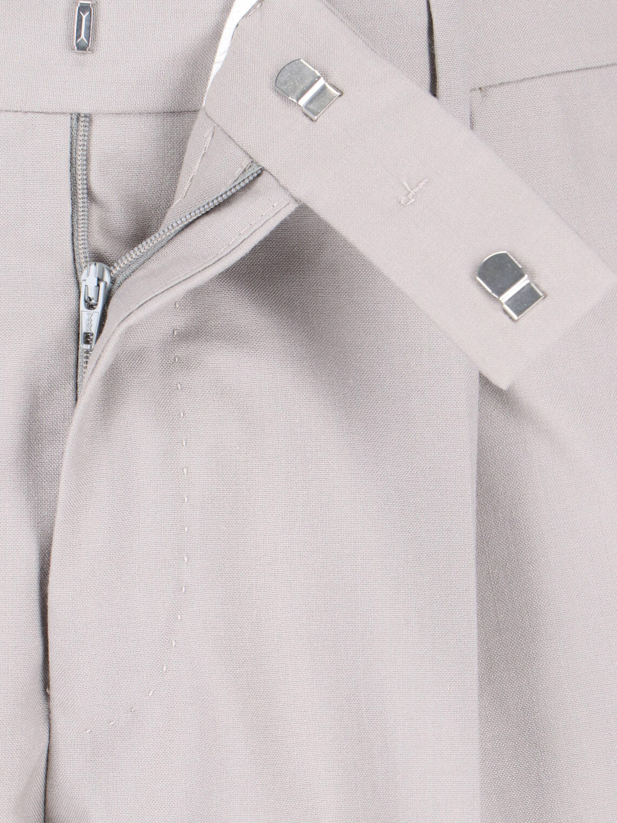 Grey Tailored Pleated Virgin Wool Trousers