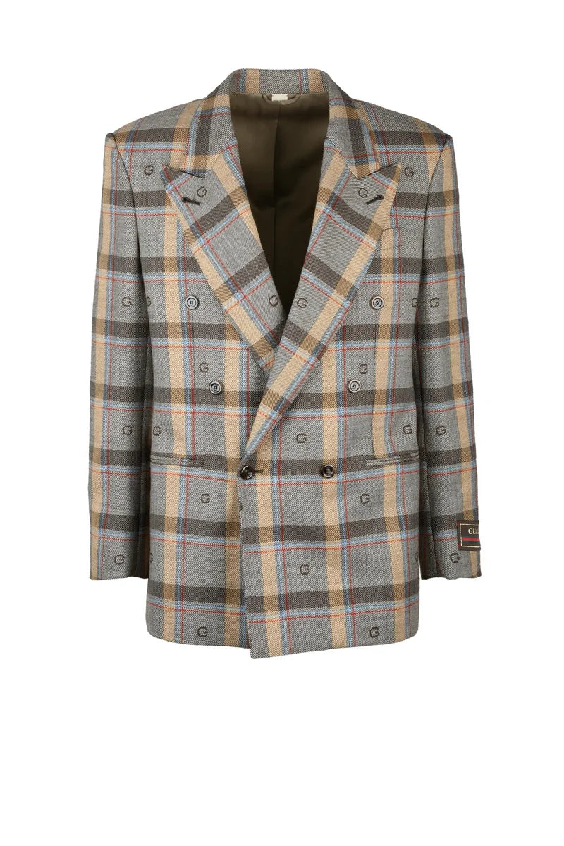 Double-Breasted Wool Jacket - Brown