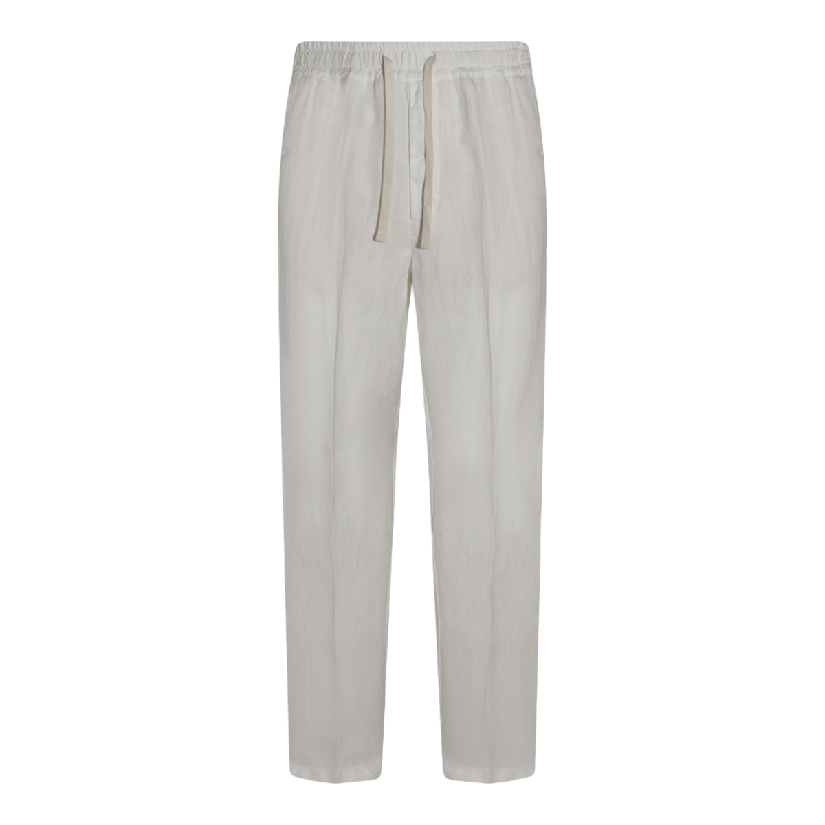 Cream Relaxed-Fit Trousers With Drawstring Waist