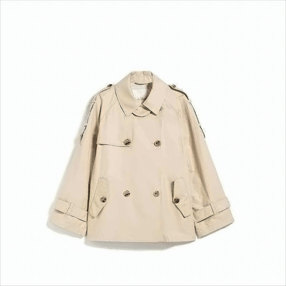 Double-Breasted Short Coat with Wide Collar