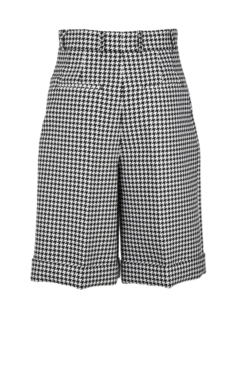 High Waist Bermuda Virgin Wool Elastane - White/Black