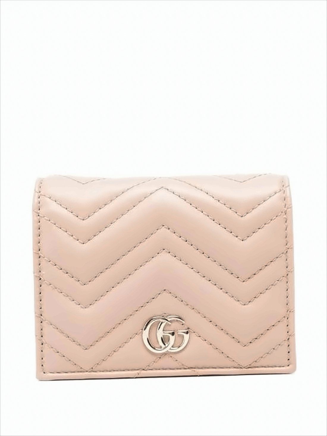 Chevron Quilted Cowhide Leather Card Wallet