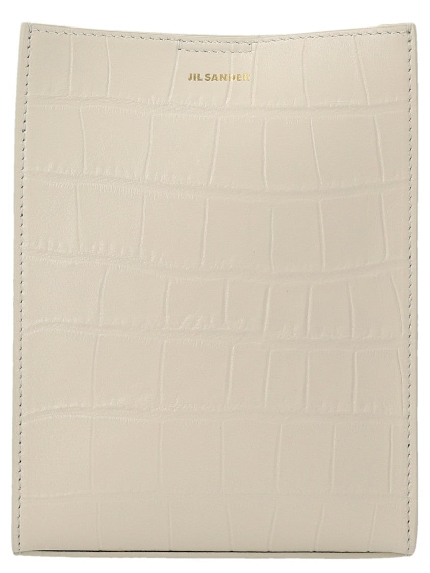 Crocodile-Embossed Rectangular Crossbody Bag with Braided Strap Detail