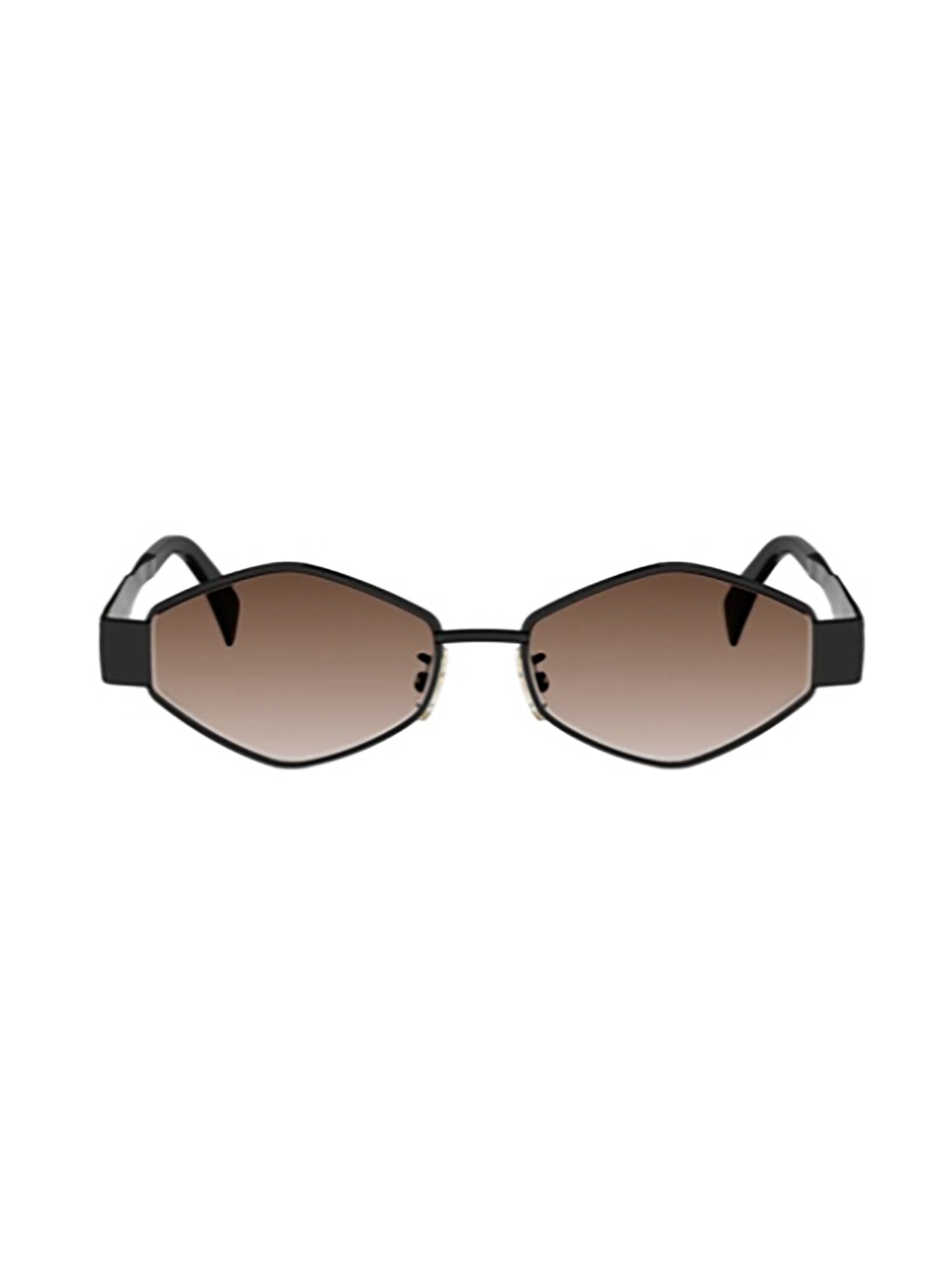 Geometric Gradient-Tinted Black Metal Sunglasses