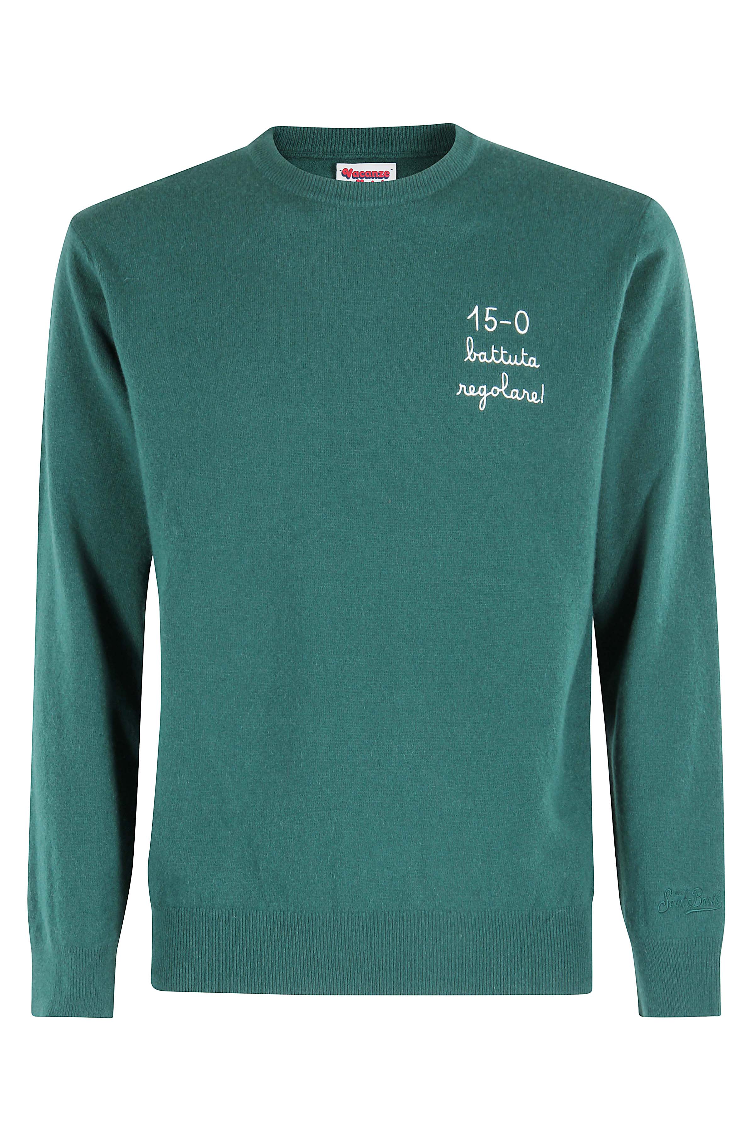 Green Light Ribbed-Collar Sweater