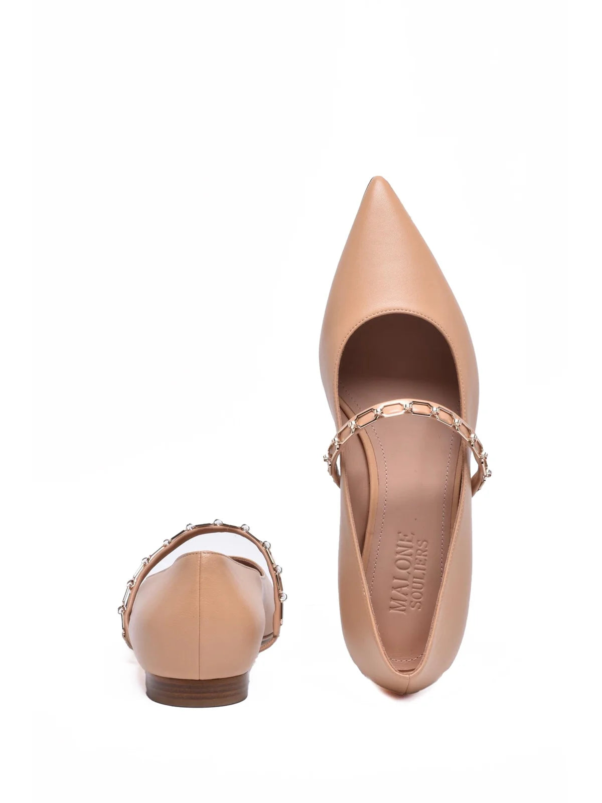 Beige Leather Women's Leather Ballerina