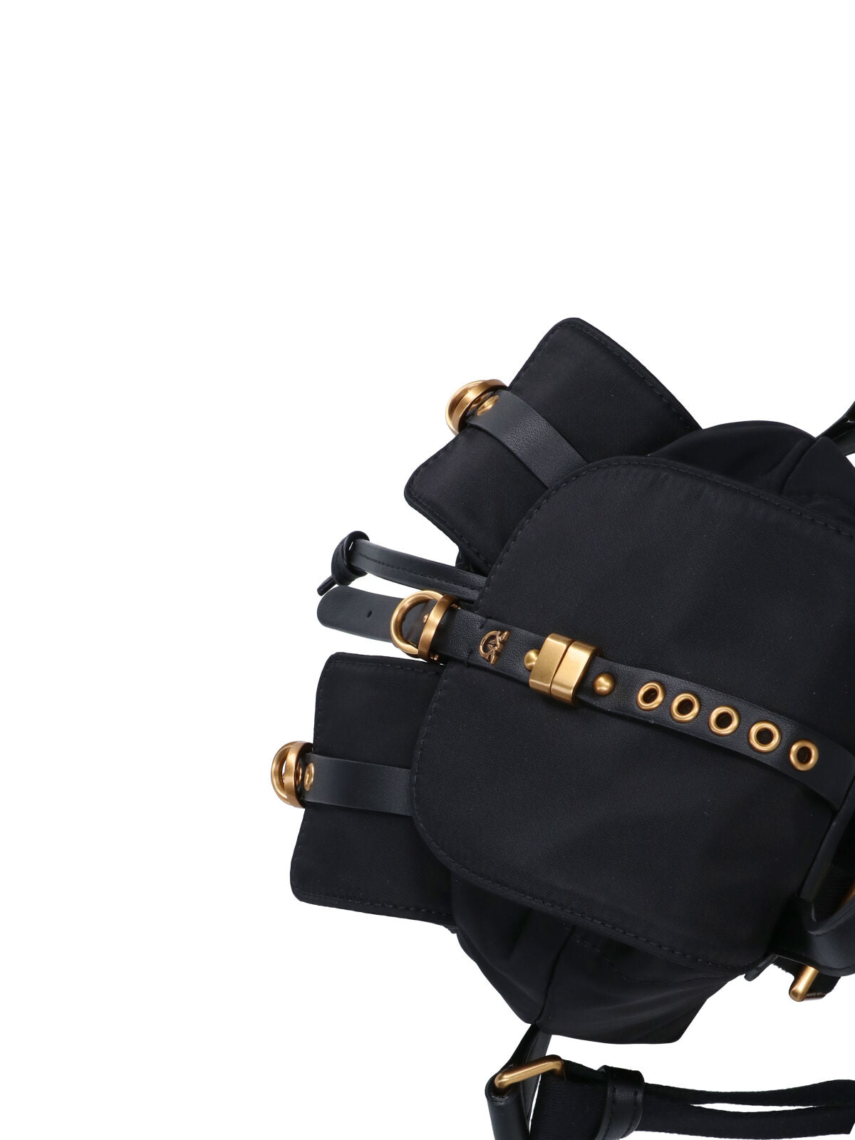 Black Compact Studs Leather Backpack