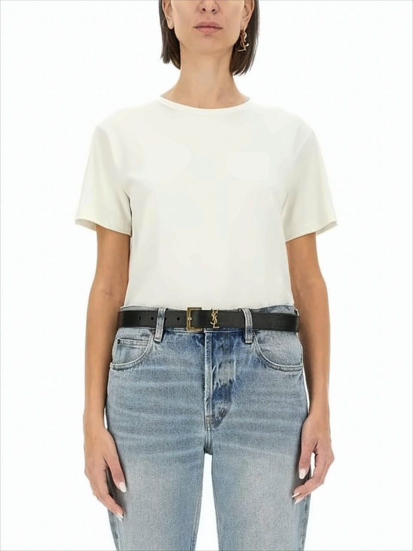 Boxy Short-Sleeve T-Shirt with Classic Round Neckline