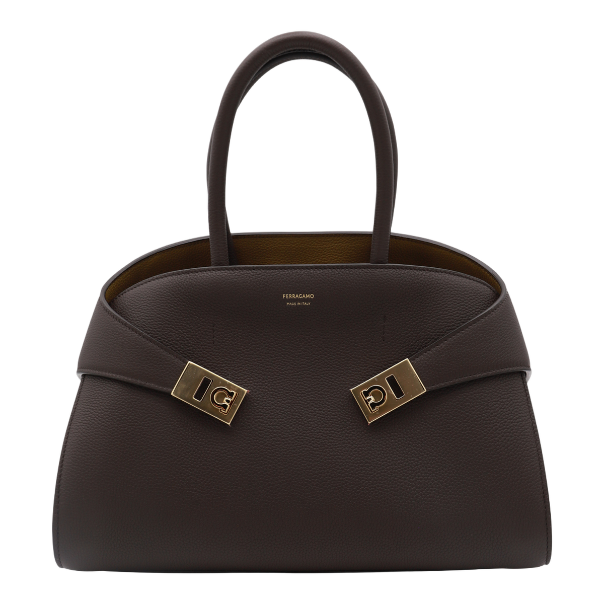 Structured Leather Handbag With Dual Handles