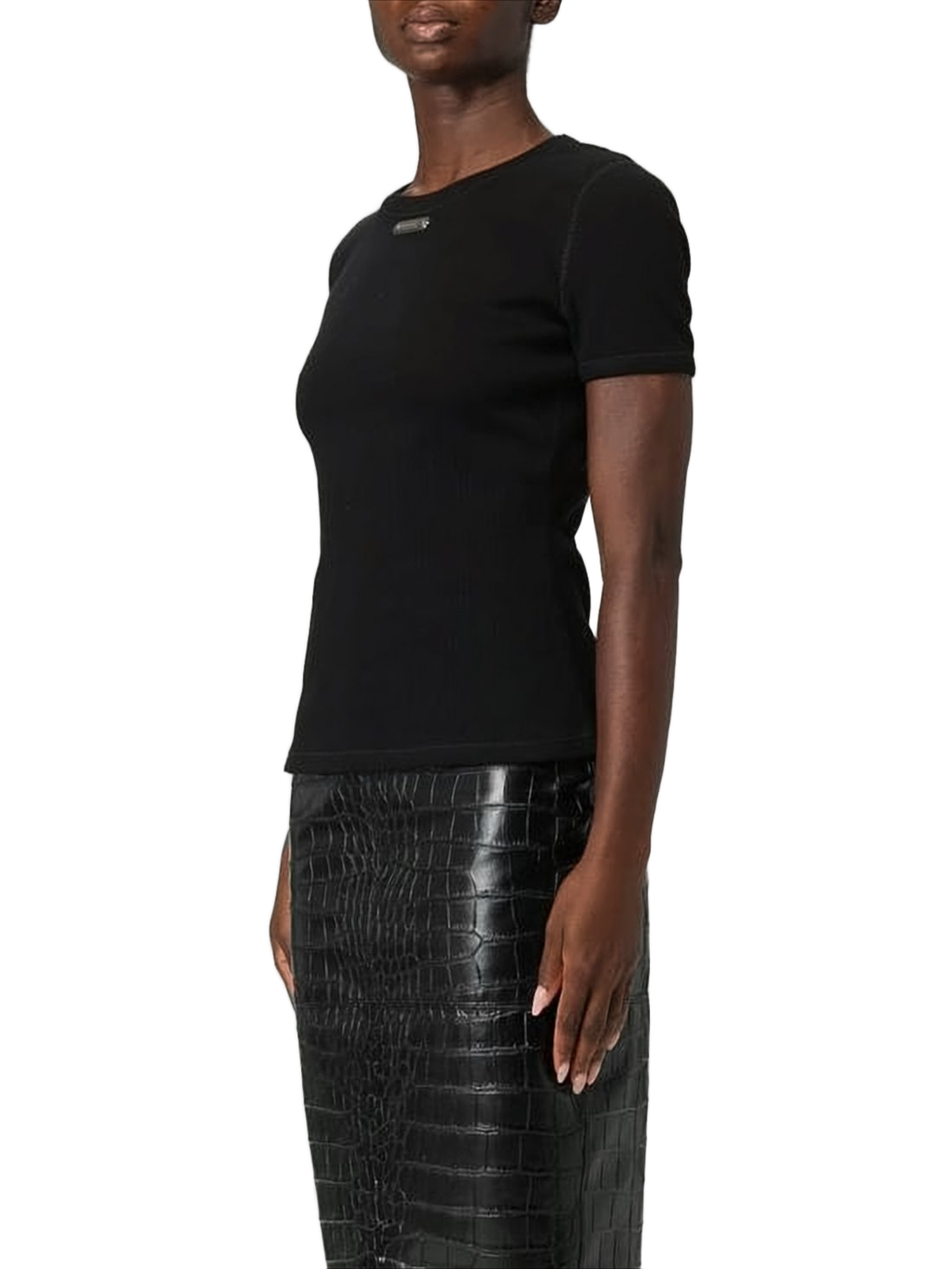Fitted Ribbed Black Top
