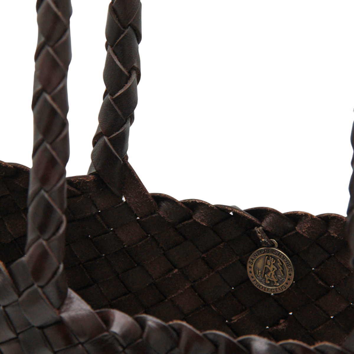 Textured Basket Bag with Braided Handles