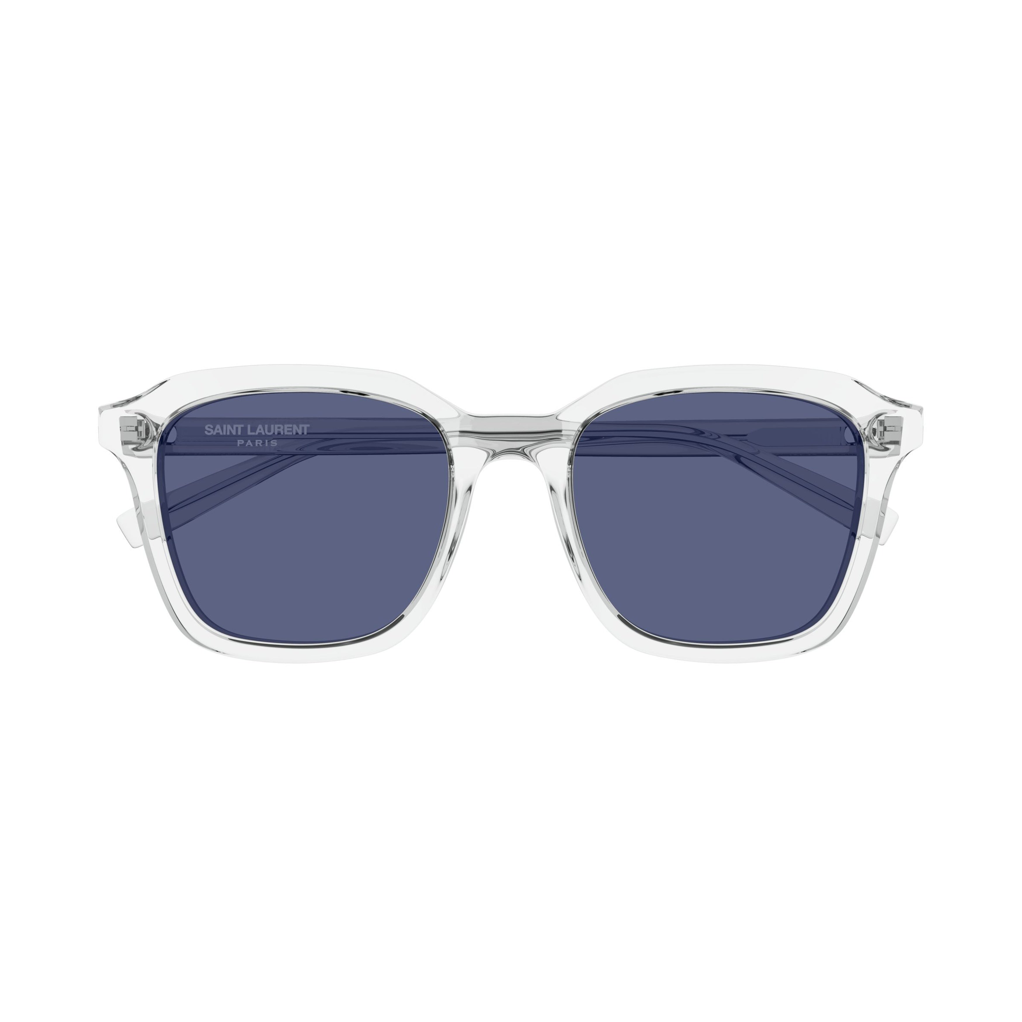 Transparent Acetate Square Sunglasses With Dark Blue Lenses