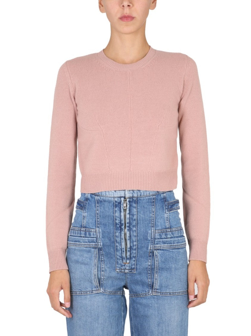 Cropped Wool Jersey Sweater