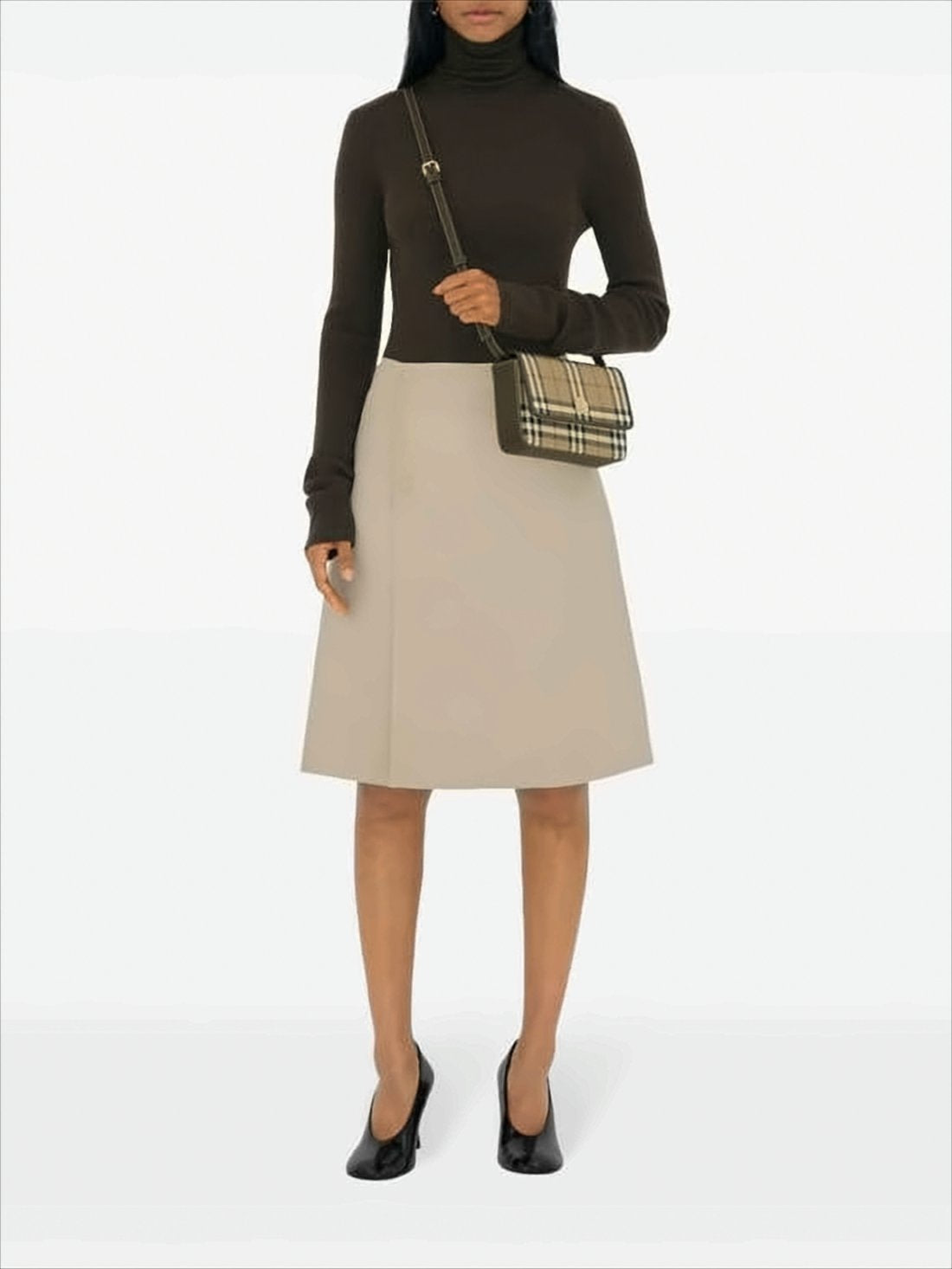 Classic Check Pattern Structured Crossbody Bag
