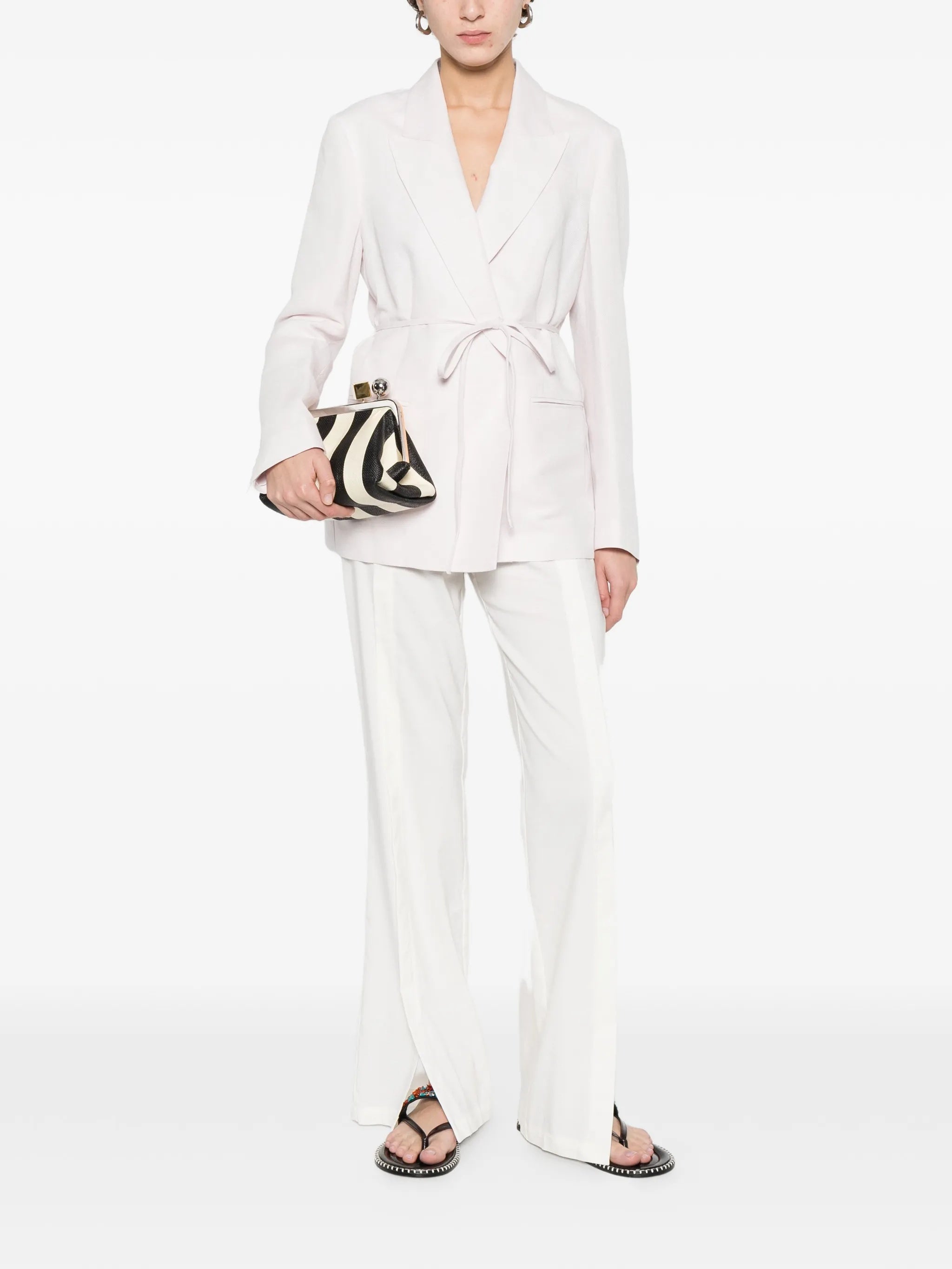 Blazer Tailored Linen Self-Tie Blazer