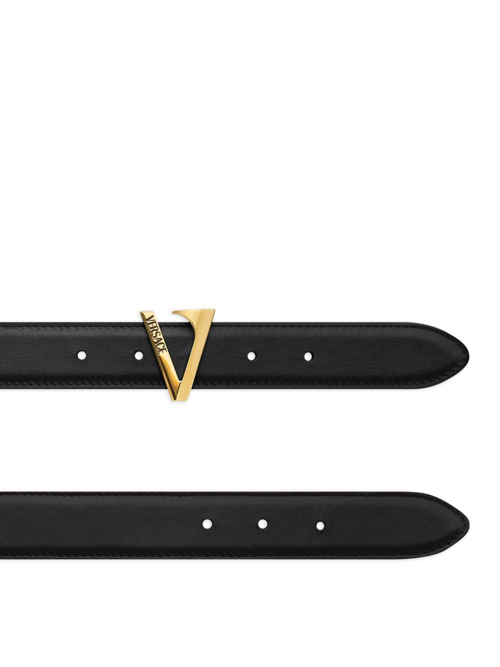 Pointed Black Calf Leather Belt