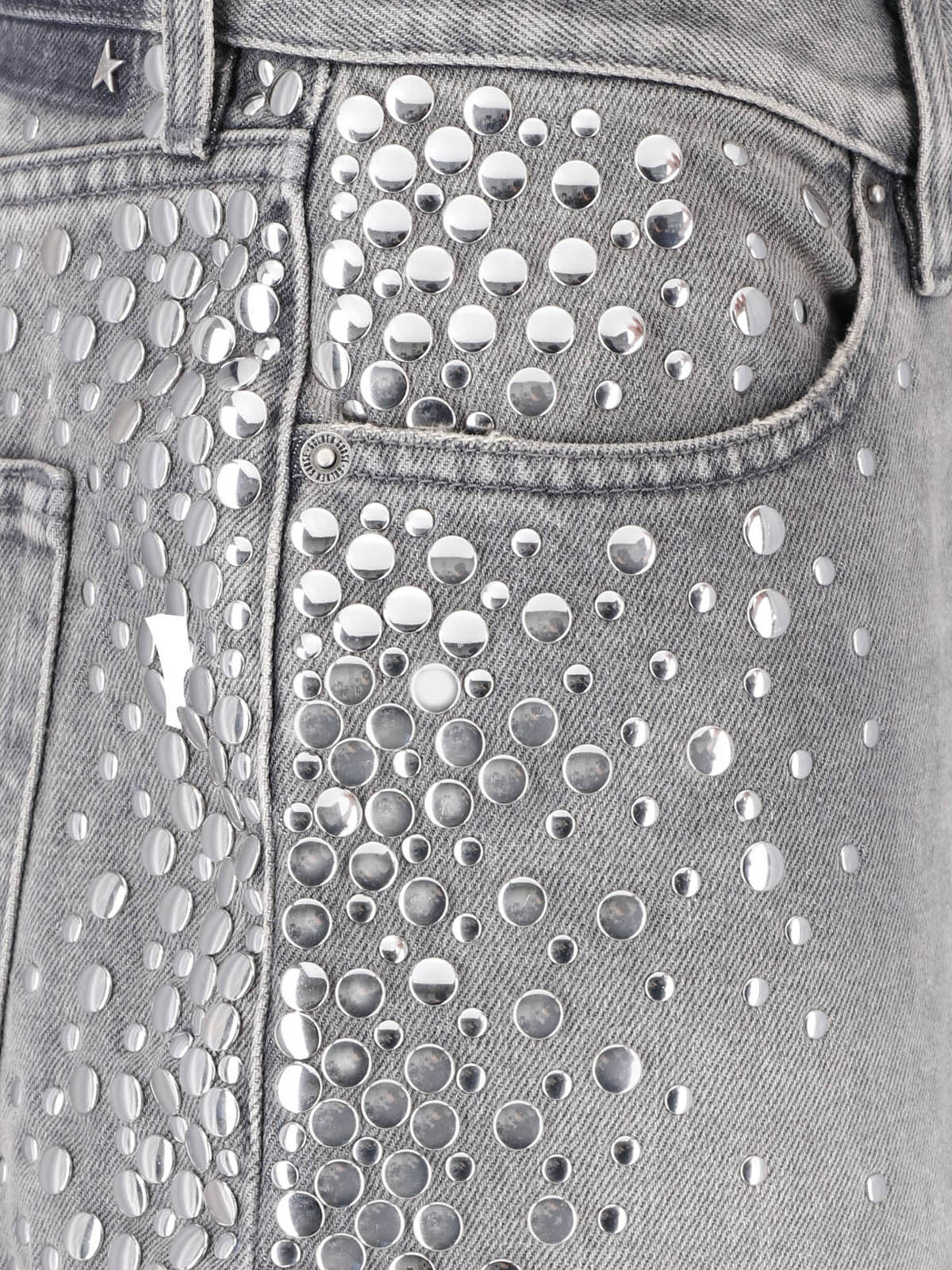 Gray Melody Mid-Rise Studded Denim Jeans