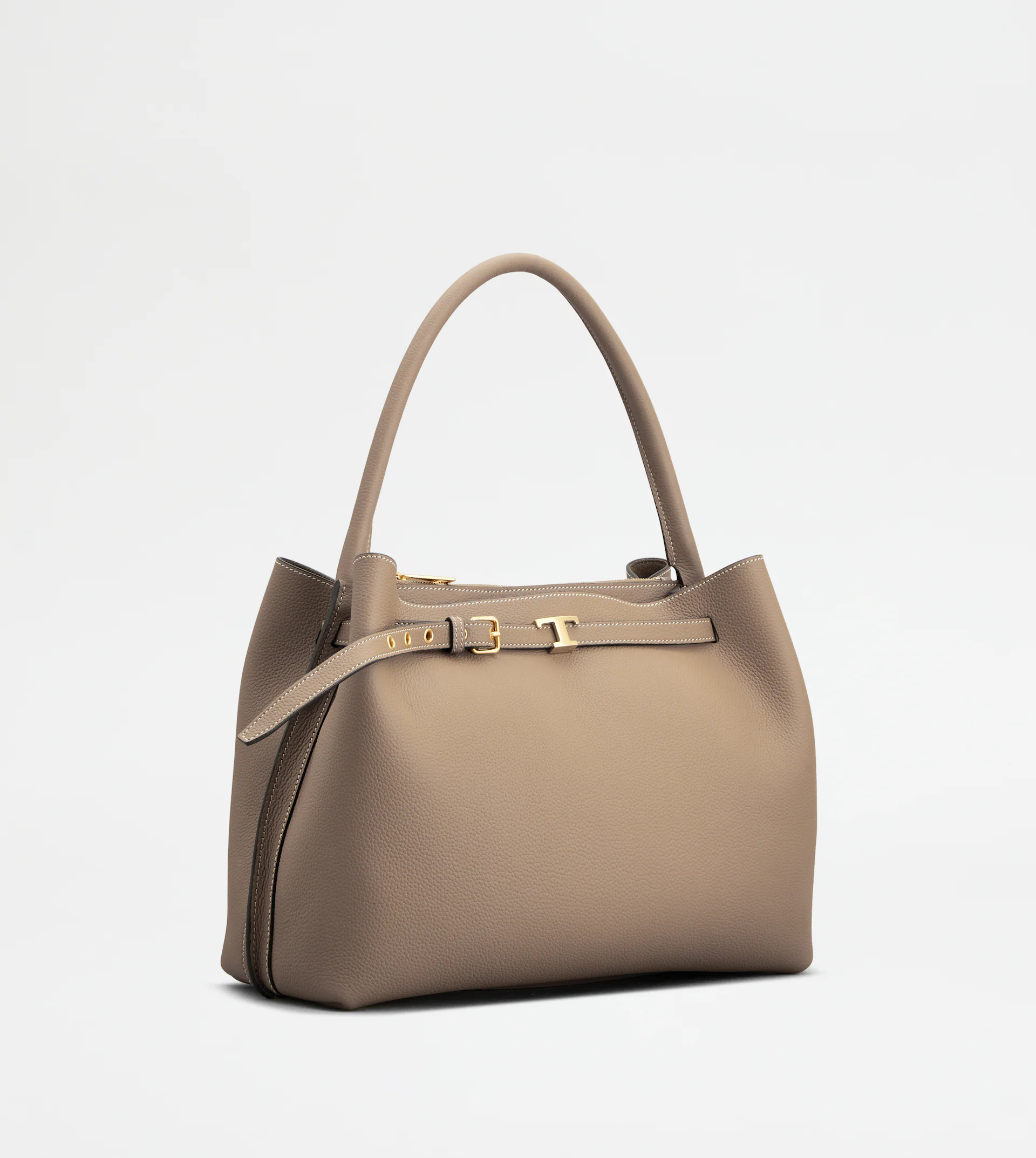 Structured Handbag with Decorative Strap and Gold-tone Accents