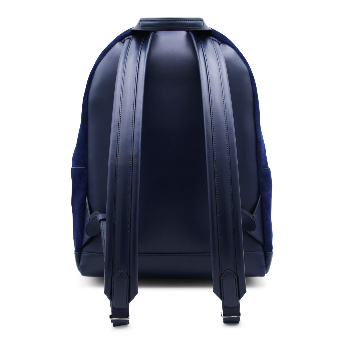 Navy Suede Backpack with Front Zip Pocket