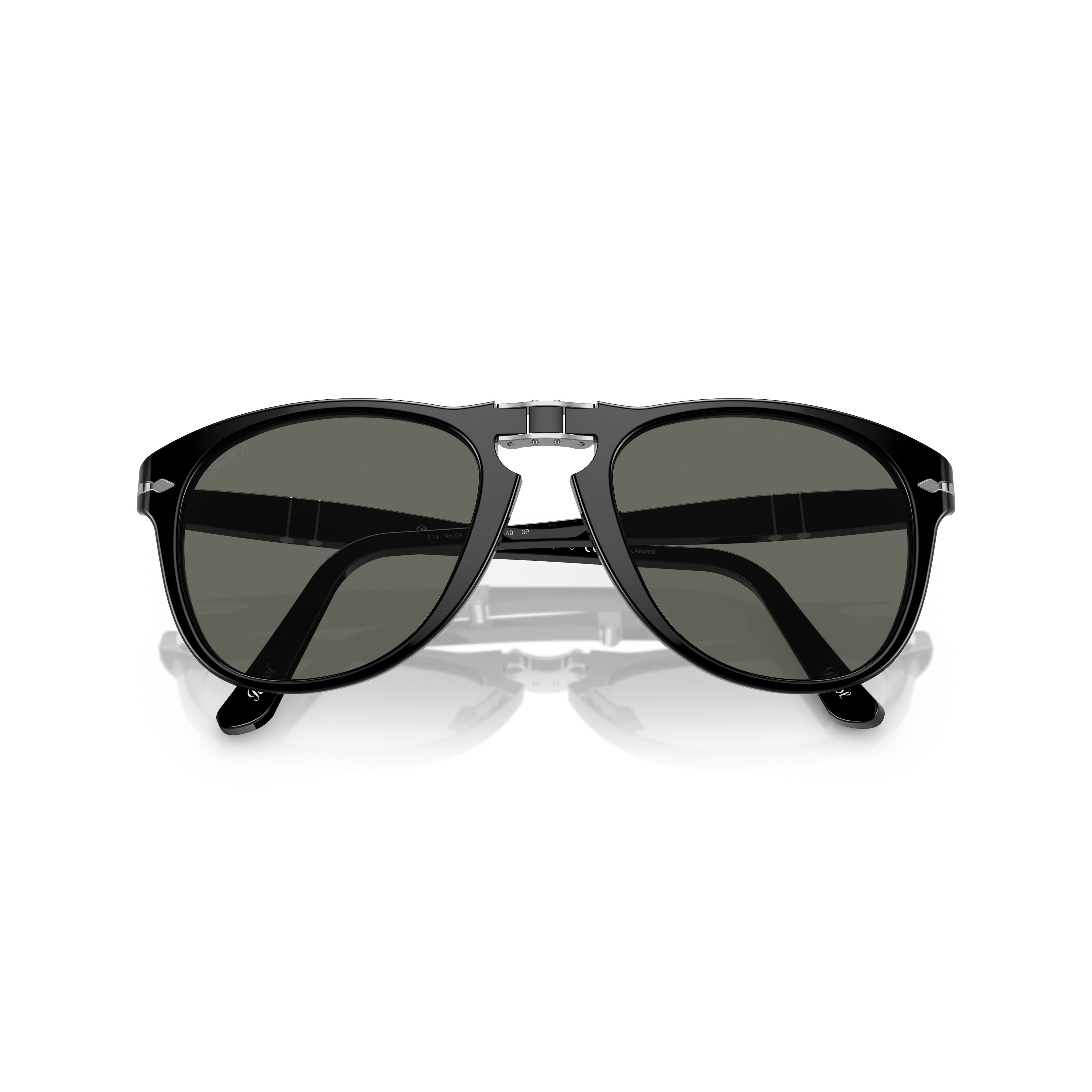 0po0714 Rounded Black Acetate Sunglasses with Keyhole Bridge
