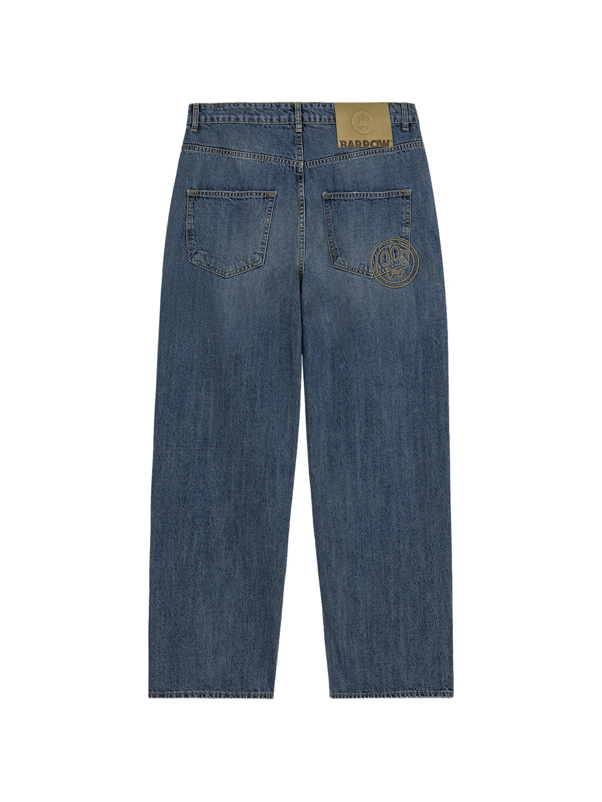 Mid-Blue Wash Straight-Leg Cotton Pants