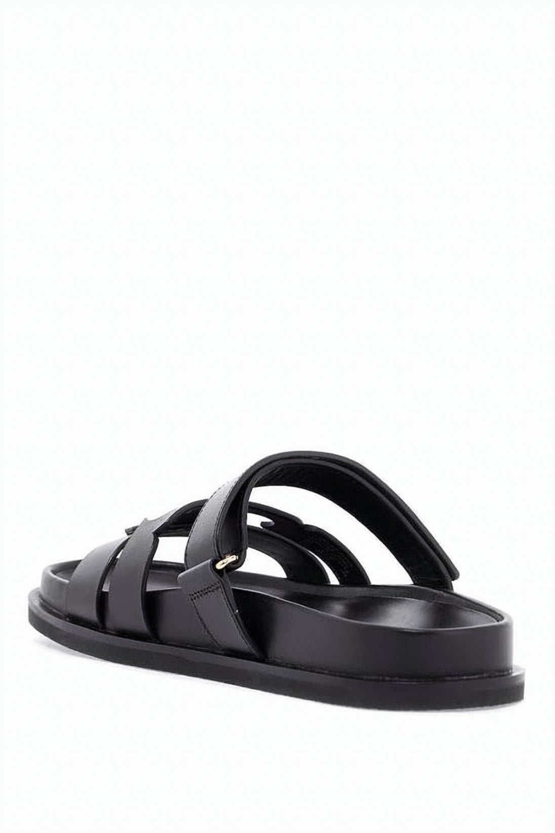 Black Leather Sandal with Cut-Out Pattern