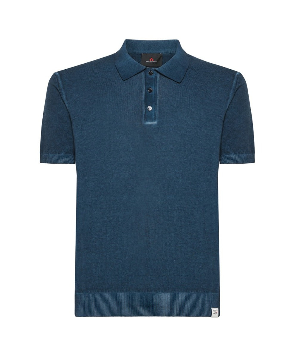 Shaved Crepe Cotton Tricot Polo Shirt
